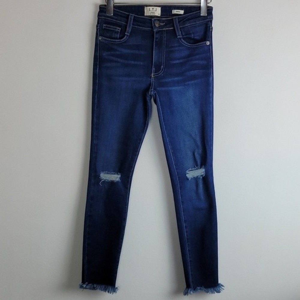 L.T.J Denim Juliet distressed mid rise skinny cropped jean Sz 24